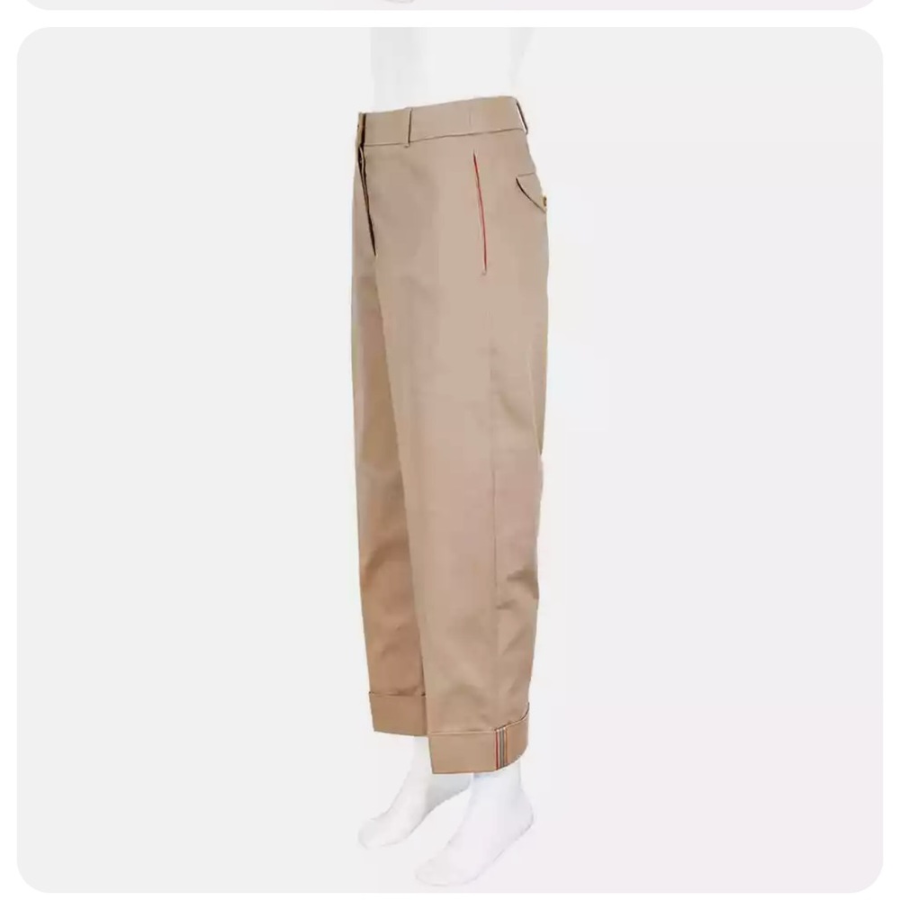 Burberry Icon Stripe Detail Stretch Cotton Cropped Trousers